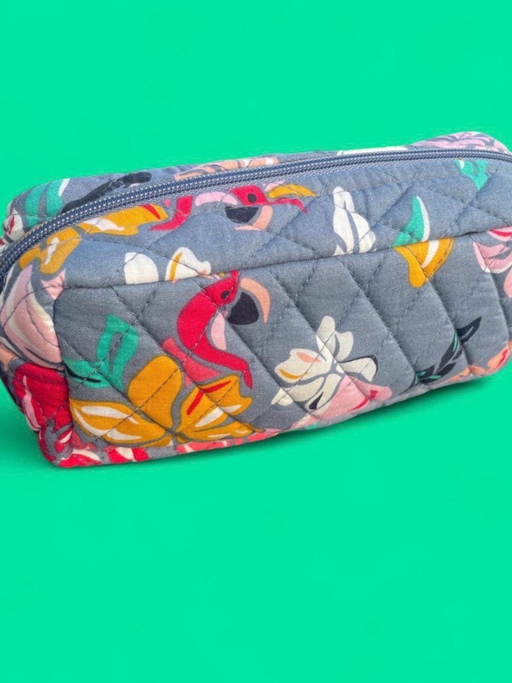 Vera Bradley Coastal Paradise Quilted Toiletry Makeup Cosmetic Bag